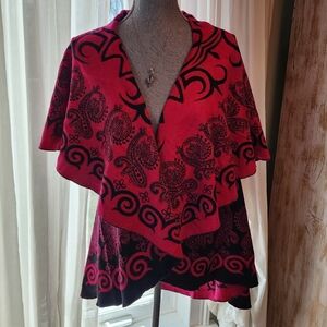 Pink and Black Patterned Shawl/Cape. Like New.